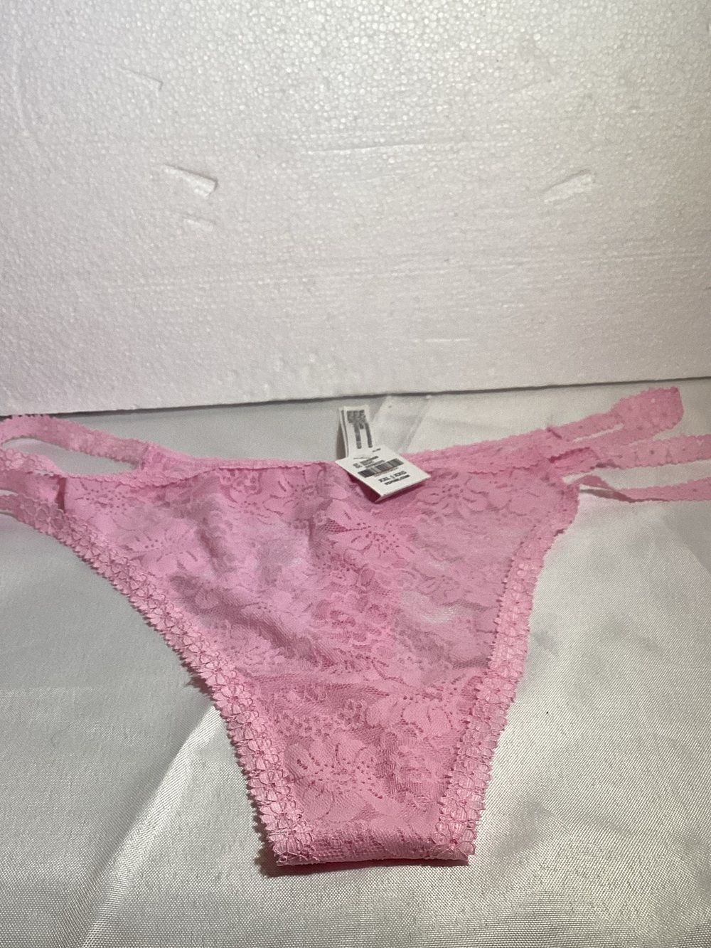 PINK Victoria's Secret Light Pink Lace Strappy Bikini Panty